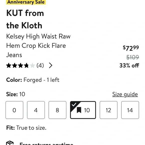 🆕KUT from the Kloth Kelsey High Waist Raw
Hem Crop Kick Flare Jeans - Picture 5 of 10